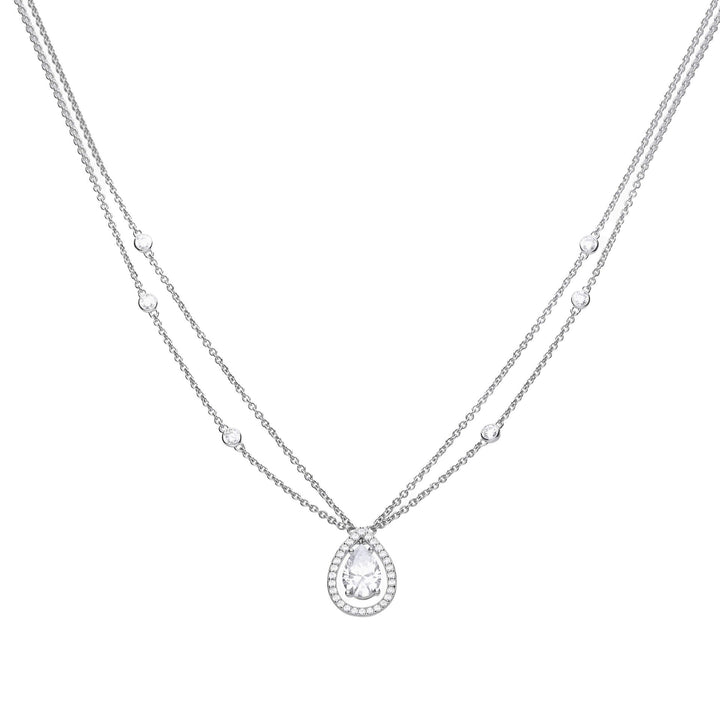 Diamonfire Teardrop Zirconia Double Chain Necklace