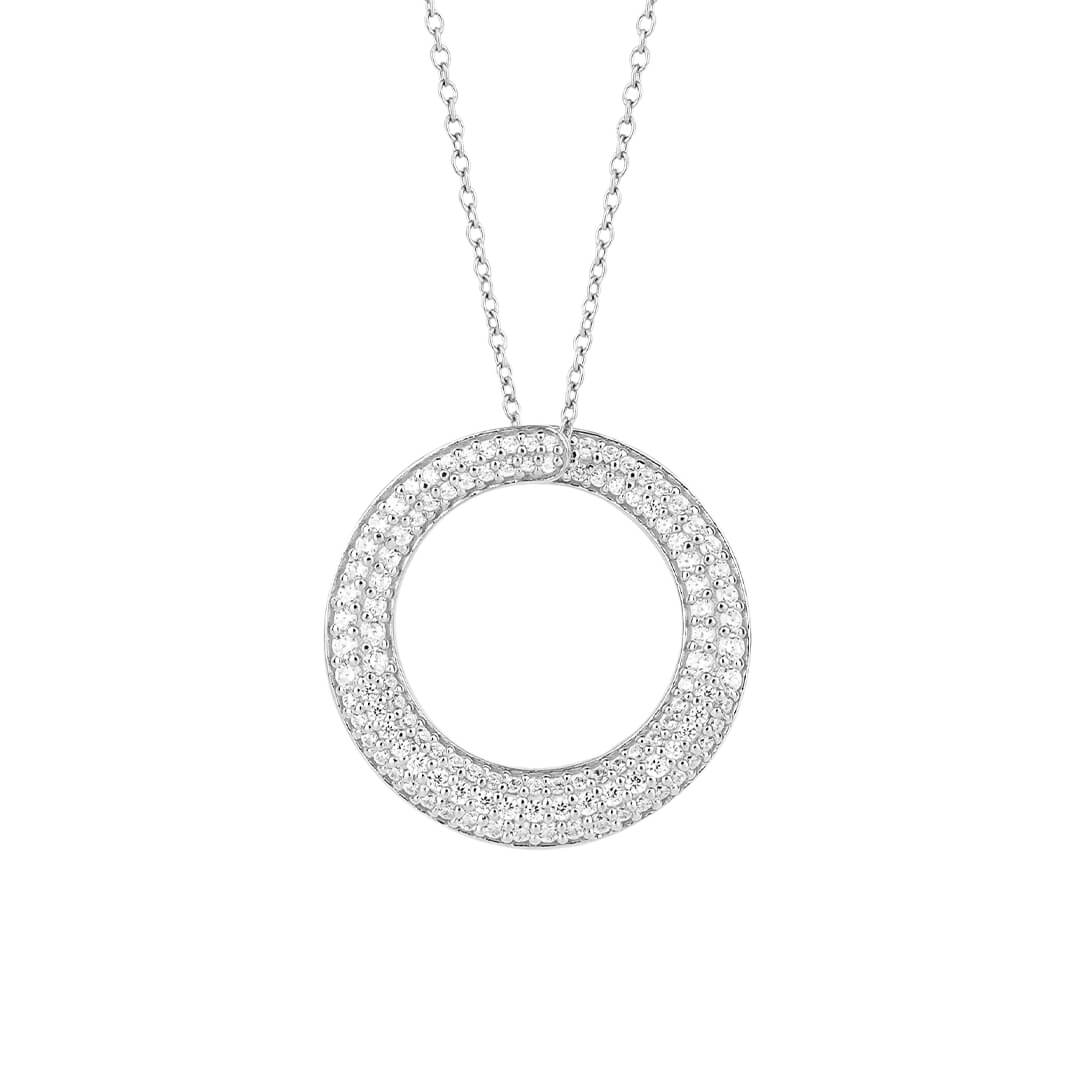 Diamonfire Pave Swirl Open Circle Necklace