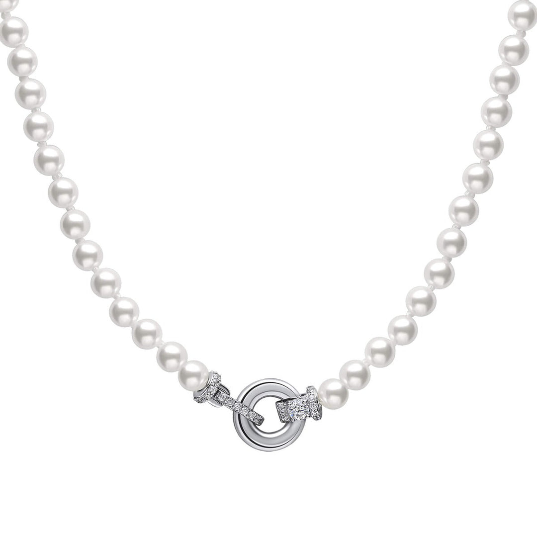 Diamonfire Shell Pearl Necklace with Zirconia Feature Clasp