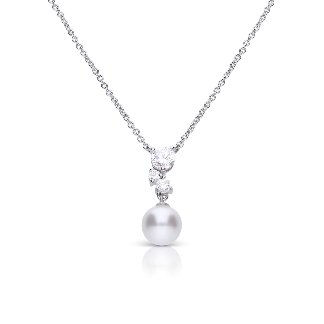Diamonfire Shell Pearl Drop Necklace with Zirconia Cluster