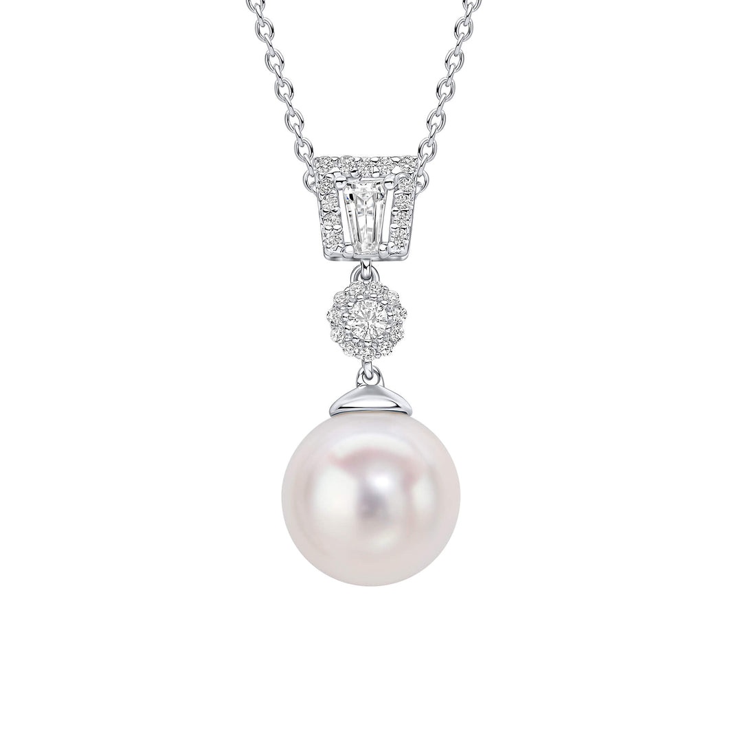 Diamonfire Zirconia and Shell Pearl Drop Pendant